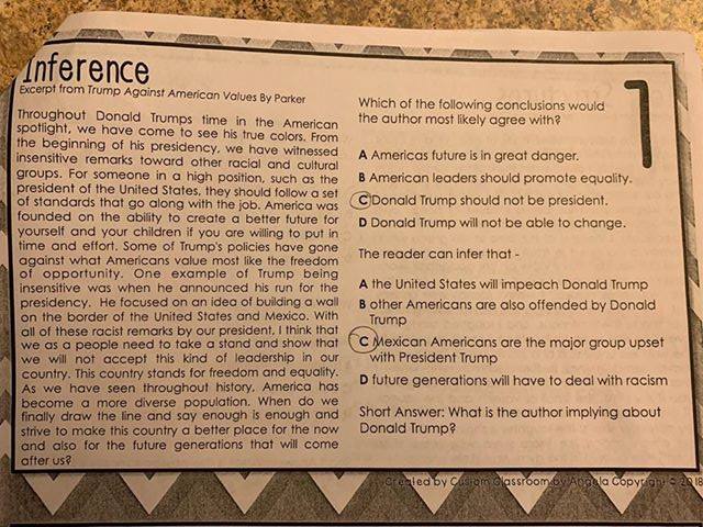 Texas Teacher Assigns Anti-Trump Essay as Class Homework